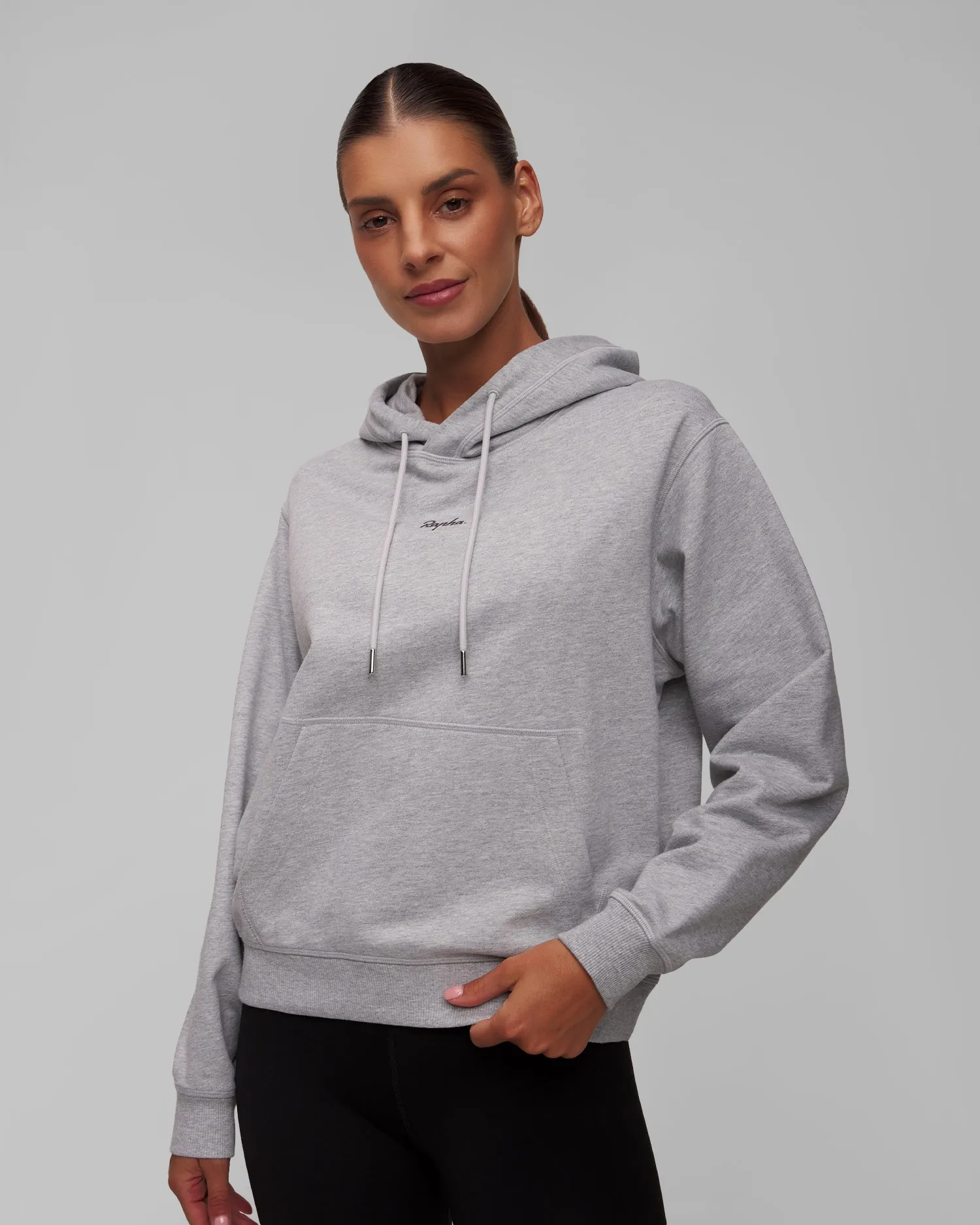 Women's light grey cotton hooded sweatshirt Rapha bgy01xx-lga