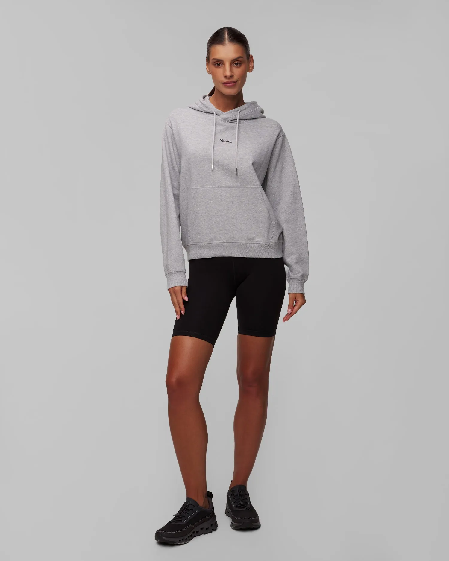 Women's light grey cotton hooded sweatshirt Rapha bgy01xx-lga