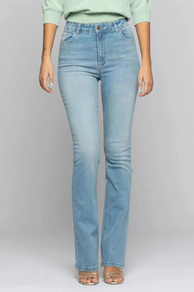 Women's Blue Distressed Straight Leg Jeans