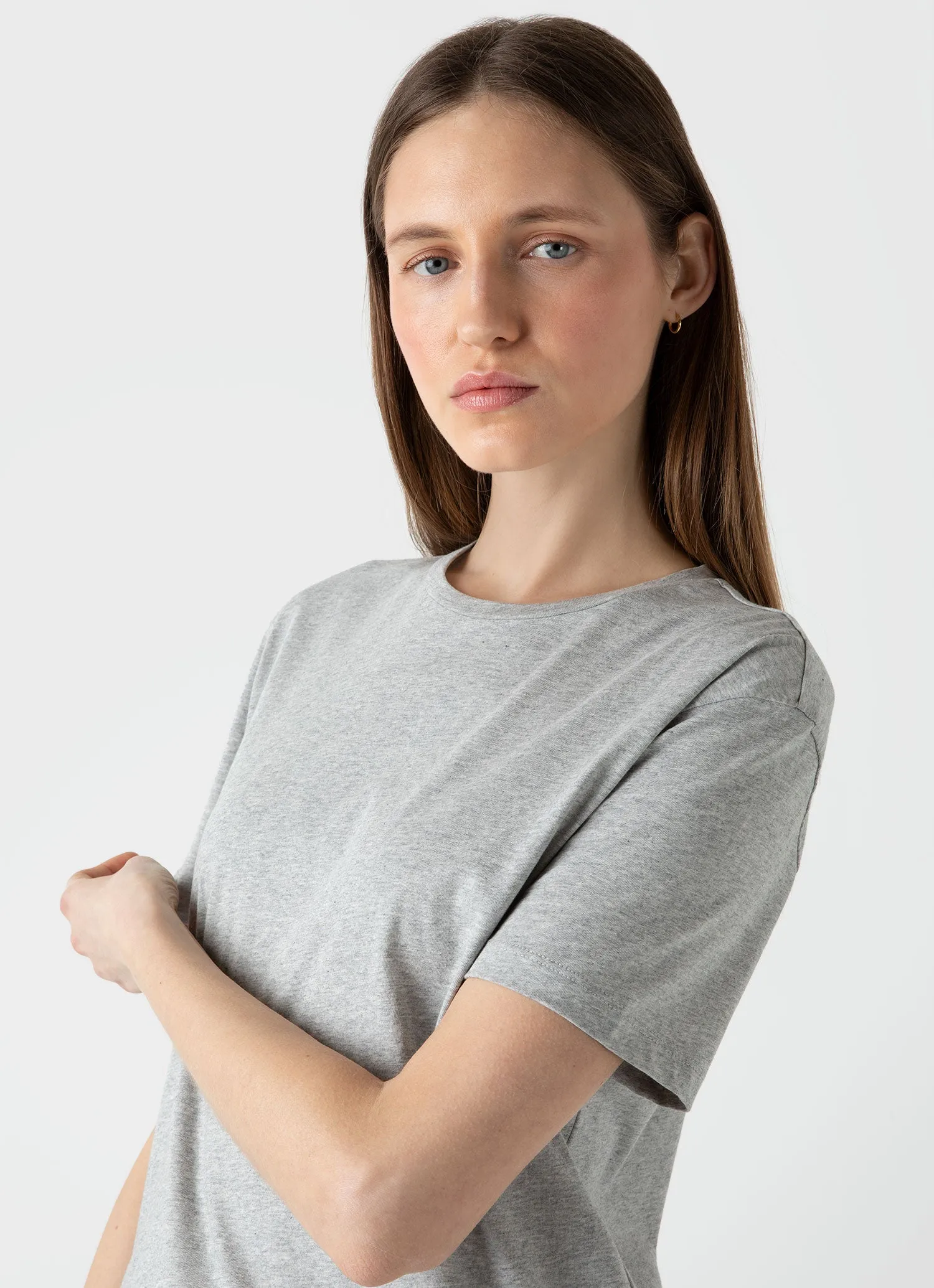 Grey Melange Women's Boy Fit T-shirt.