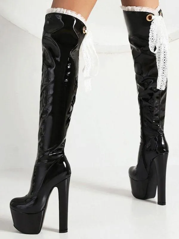 Women's Stiletto Heel Platform Thigh High Boots