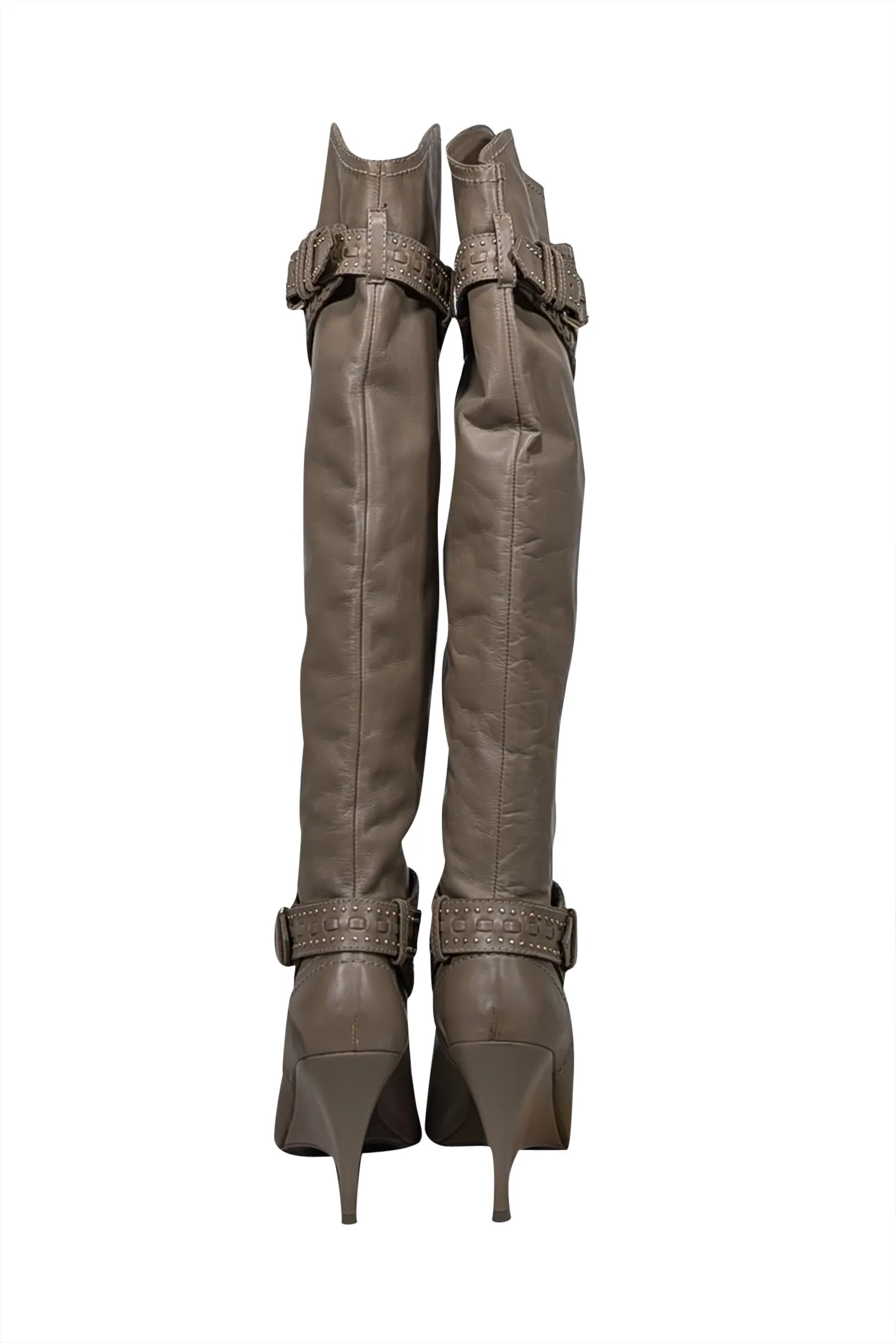 Zimmermann - Taupe Leather Knee High Heeled Boots Sz 10